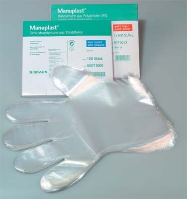 Manuplast Schutzhandschuhe Polyäthylen (PE), Gr. S od. L, von B. Braun, PE-Handschuhe 100 Stück
